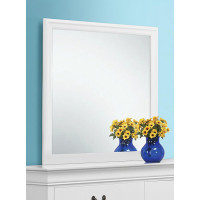 Coaster Furniture 204694 Louis Philippe Beveled Edge Square Mirror White